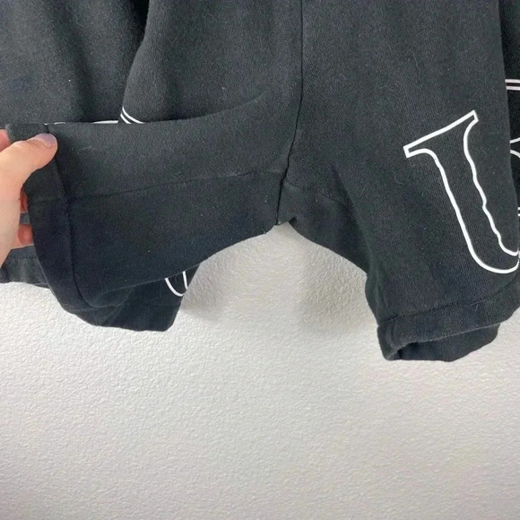 True Religion Men’s Basketball Fleece Shorts Black Y2K 2XL Pull On Drawstring - Picture 9 of 9